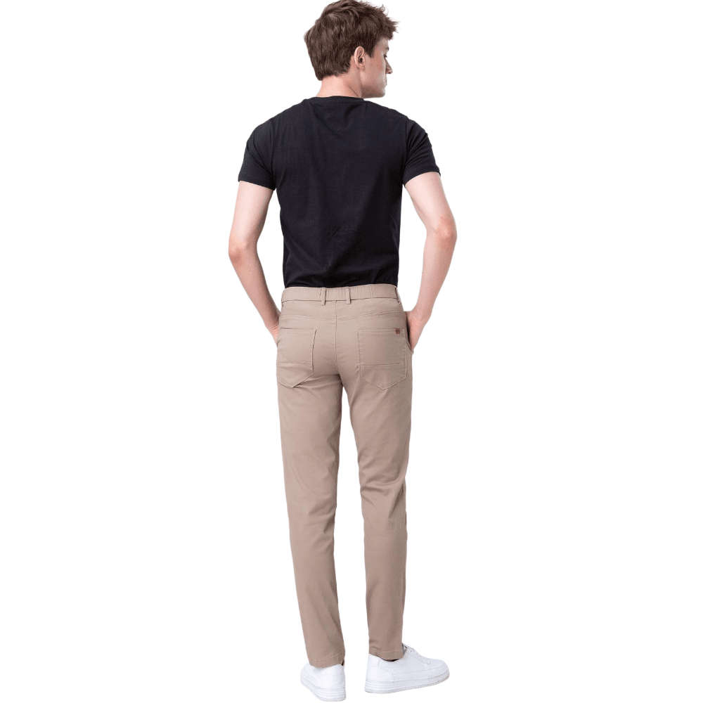 Plaid&Plain Men's Taupe Skinny Chinos | Slacks Tapered Trousers Suit Pants - Plaid&Plain-819-Taupe-27X28