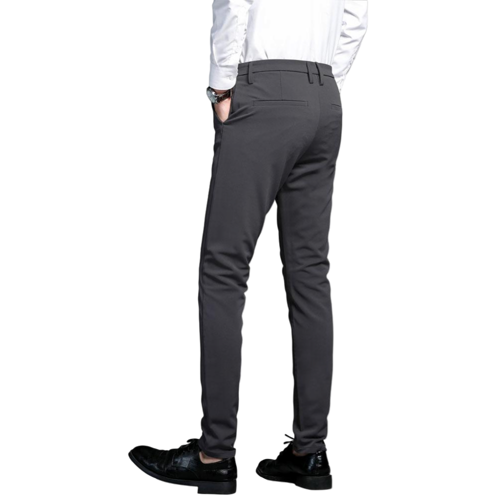 Plaid&Plain Men's Charcoal Stretch Dress Pants | Skinny Suit Pants
