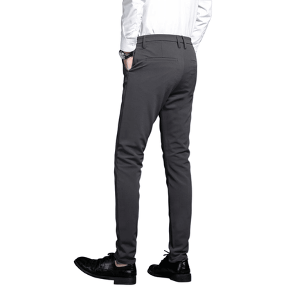 Plaid&Plain Men's Charcoal Stretch Dress Pants | Skinny Suit Pants - Plaid&Plain-7101-Charcoal-27WX28L