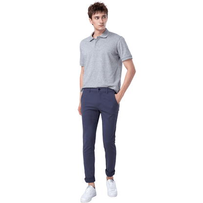 Plaid&Plain Men's Pacific Blue Skinny Chinos | Slacks Tapered Trousers Suit Pants - Plaid&Plain-819-Pacific Blue-27X28