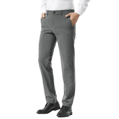 Plaid&Plain Medium Heather Grey Men’s Slim - Fit Dress Pants | Stretch Dress Pants - Plaid&Plain-8101-Medium Heather Grey-27X28