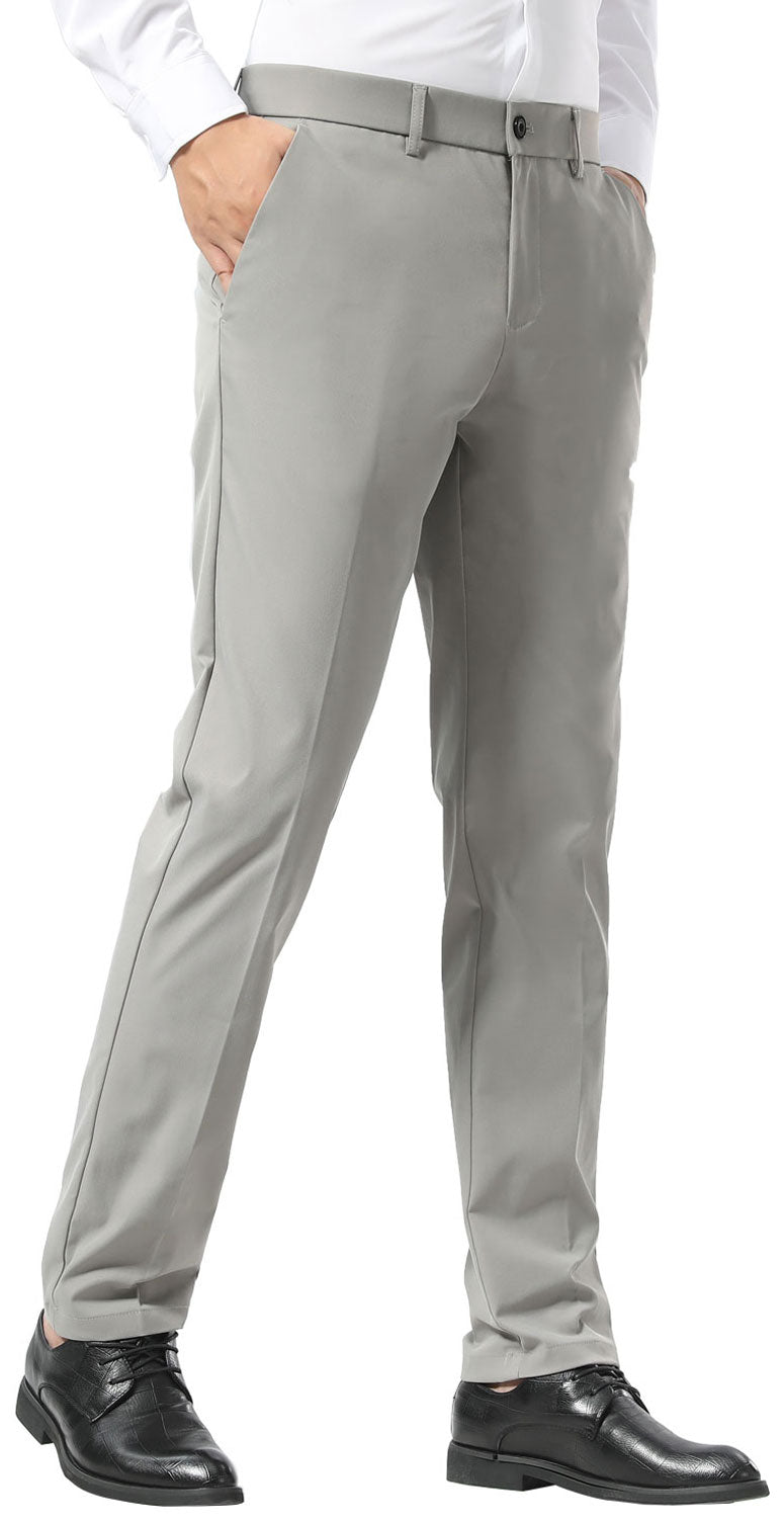 Plaid&Plain Iron Grey Men's Dress Pants | Slim Fit Stretch Comfy Dress Pants