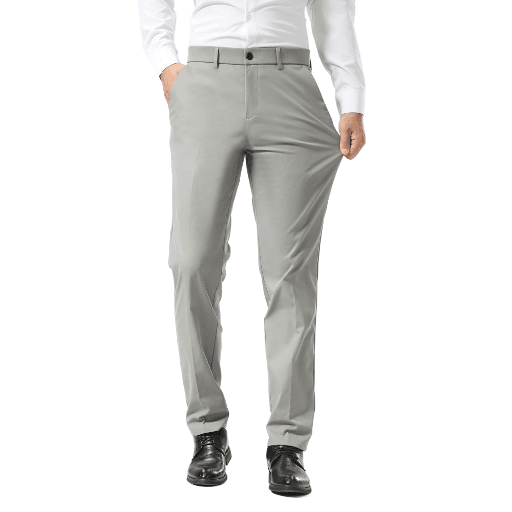 Plaid&Plain Iron Grey Men's Dress Pants | Slim Fit Stretch Comfy Dress Pants - Plaid&Plain-8802-Iron-Grey-28x28