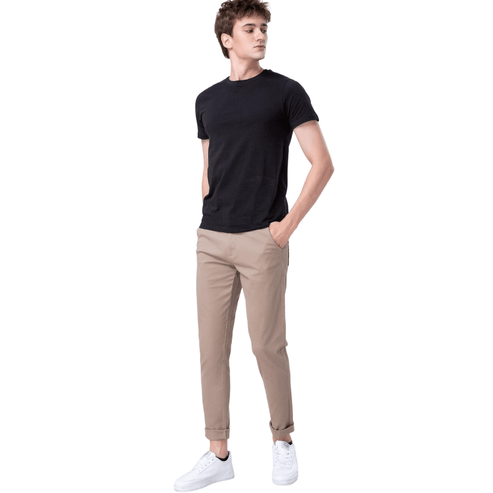 Plaid&Plain Men's Taupe Skinny Chinos | Slacks Tapered Trousers Suit Pants - Plaid&Plain-819-Taupe-27X28