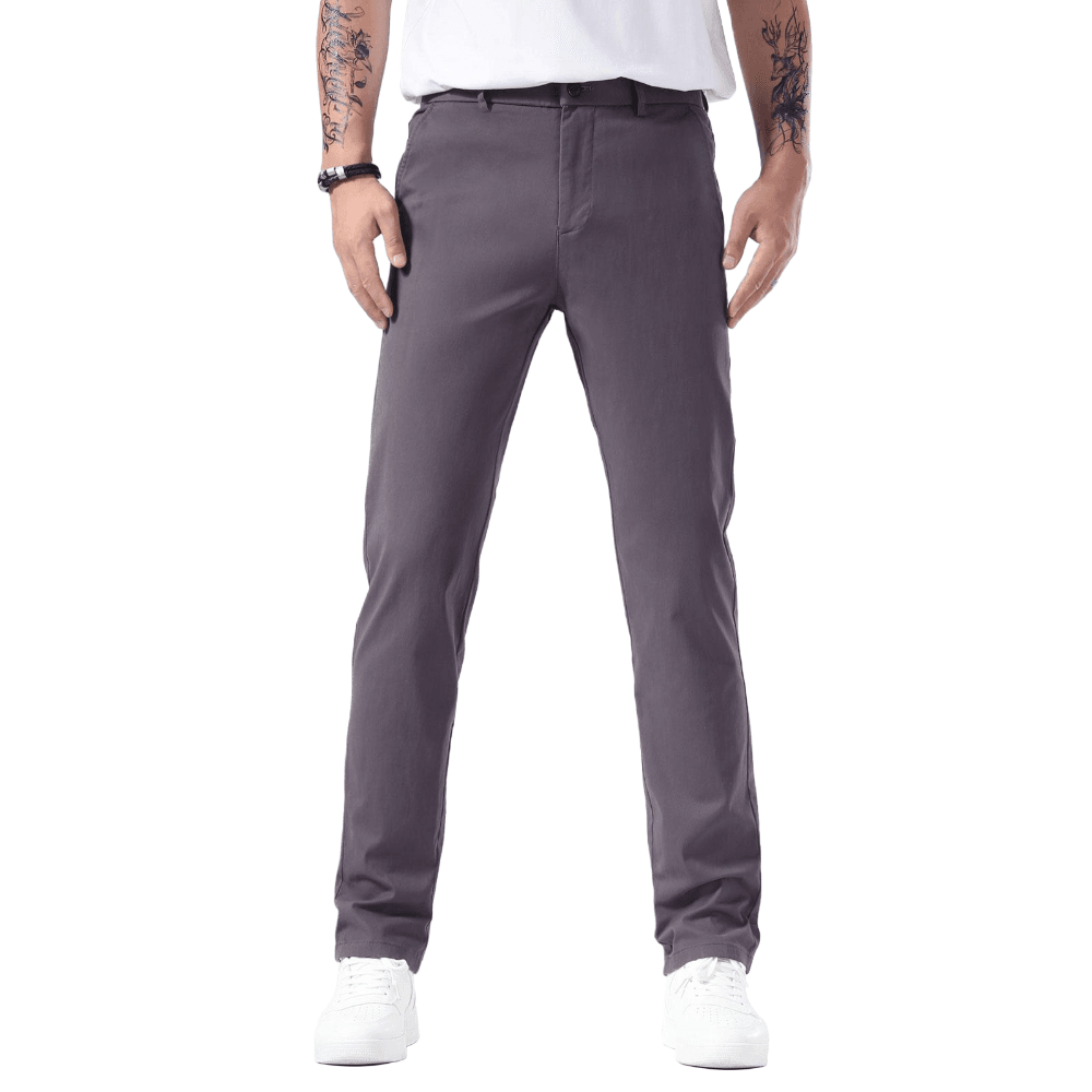 Plaid&Plain Grey Men’s Slim - Fit Chinos| Men’s Tapered Chino Pants - Plaid&Plain-8801-Grey-27X28