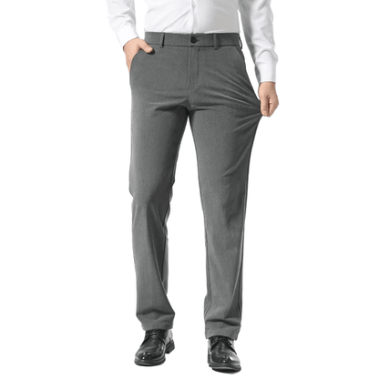 Plaid&Plain Medium Heather Grey Men’s Slim - Fit Dress Pants | Stretch Dress Pants - Plaid&Plain-8101-Medium Heather Grey-27X28