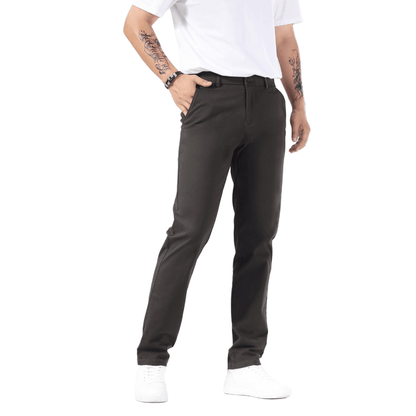 Plaid&Plain Charcoal Men’s Slim - Fit Chinos| Men’s Tapered Chino Pants - Plaid&Plain-8801-Charcoal-27X28