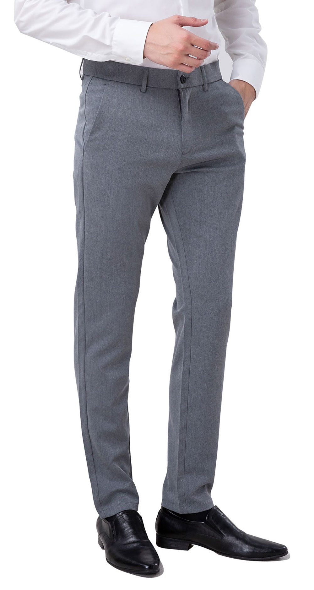 Plaid&Plain Heather Grey Men’s Slim - Fit Dress Pants | Stretch Dress Pants