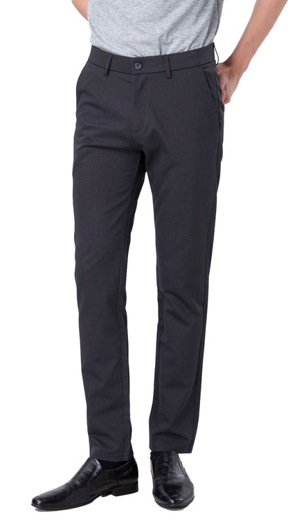 Plaid&Plain Charcoal Men’s Slim - Fit Dress Pants | Stretch Dress Pants