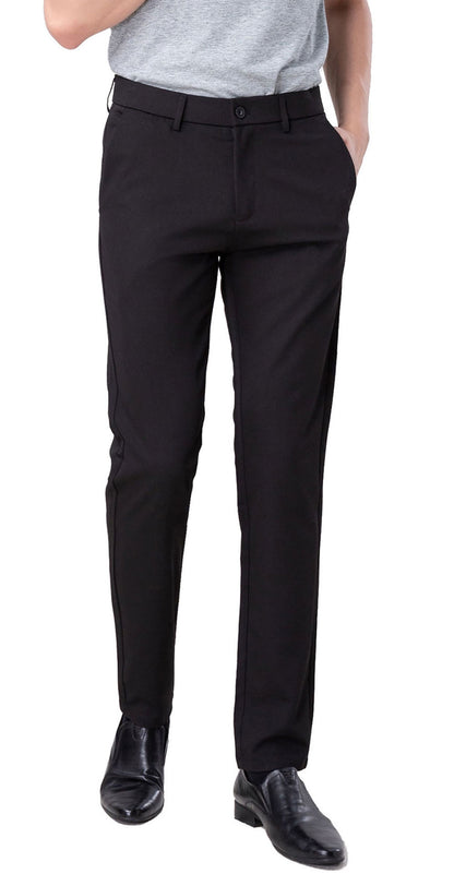 Plaid&Plain Black Men’s Slim - Fit Dress Pants | Stretch Dress Pants