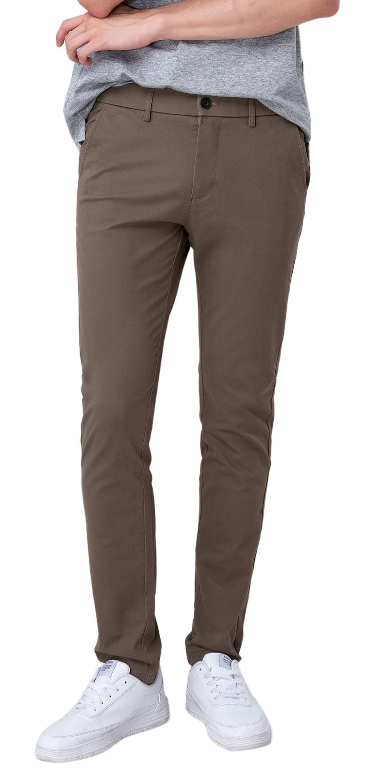 Plaid&Plain Men's Burly Wood Skinny Chinos | Slacks Tapered Trousers Suit Pants