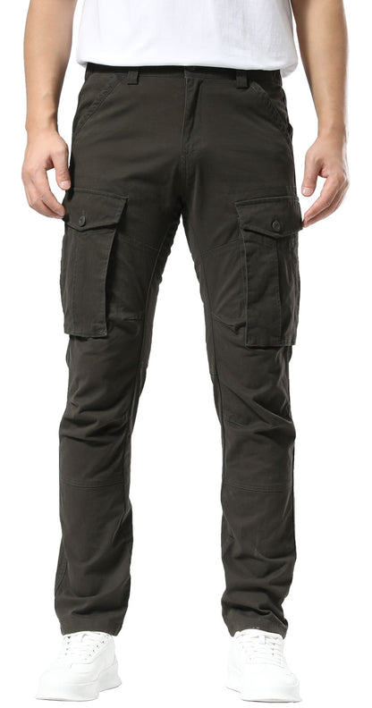 Plaid&Plain Men's Charcoal Slim Fit Cargo Pants | Tactical Utility with Articulated Knees | Outdoor Hiking & Workwear