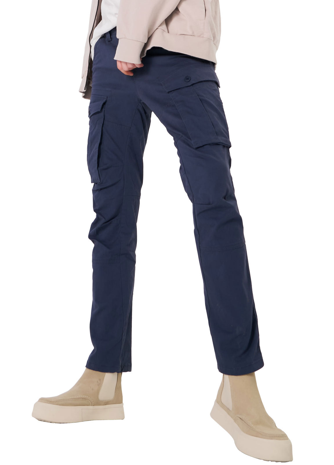 Plaid&Plain Men's Pacific Blue Slim Fit Cargo Pants | Tactical Utility with Articulated Knees | Outdoor Hiking & Workwear