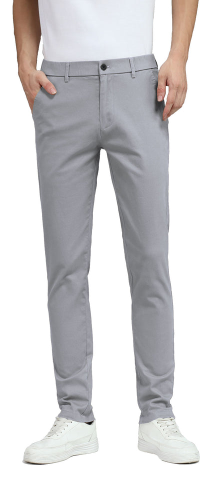 Plaid&Plain Men's Iron Grey Skinny Chinos | Slacks Tapered Trousers