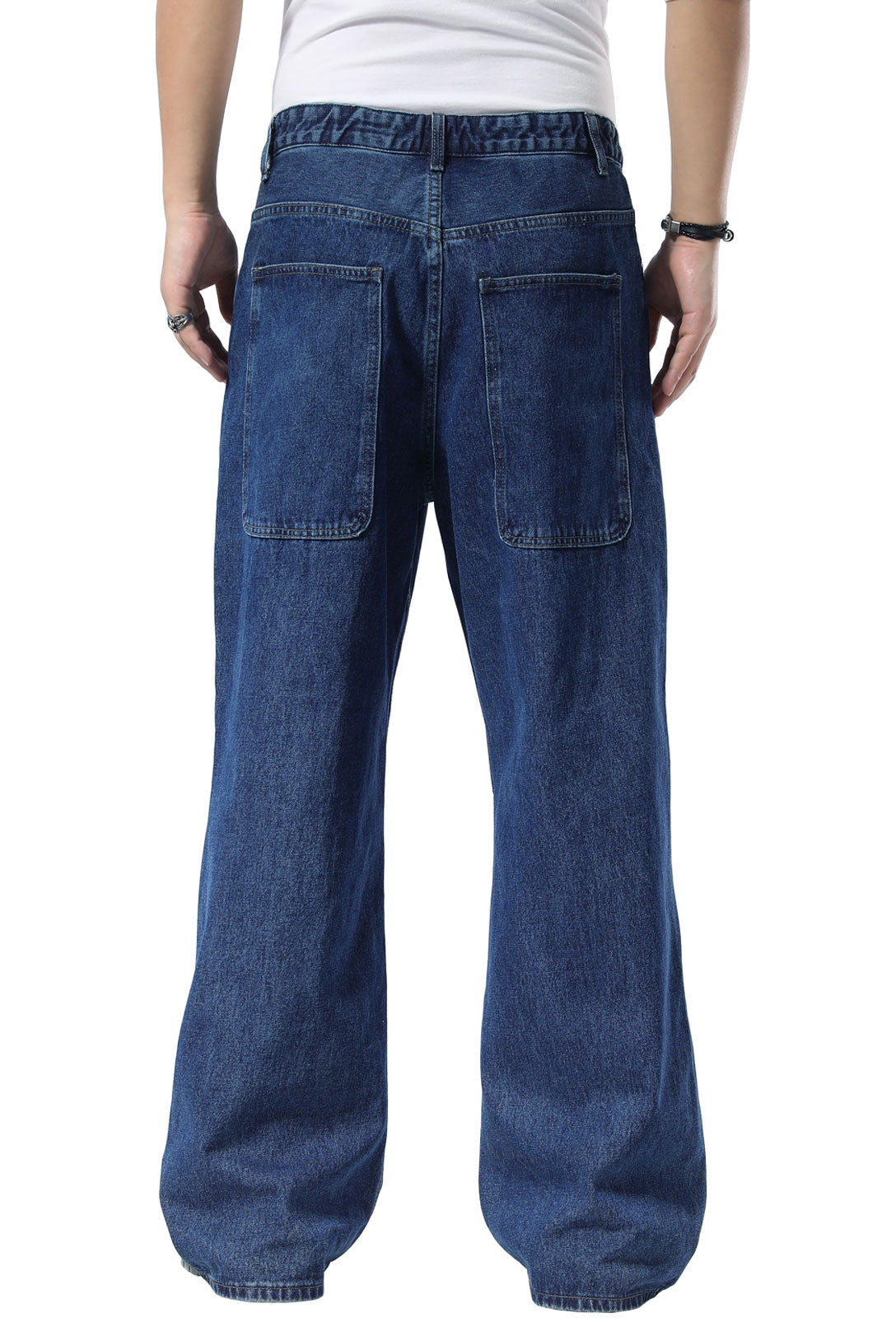 Plaid&Plain Men's Dark Stone Baggy Jeans |  Wide Leg Denim Pants for Hip Hop & Skateboarding