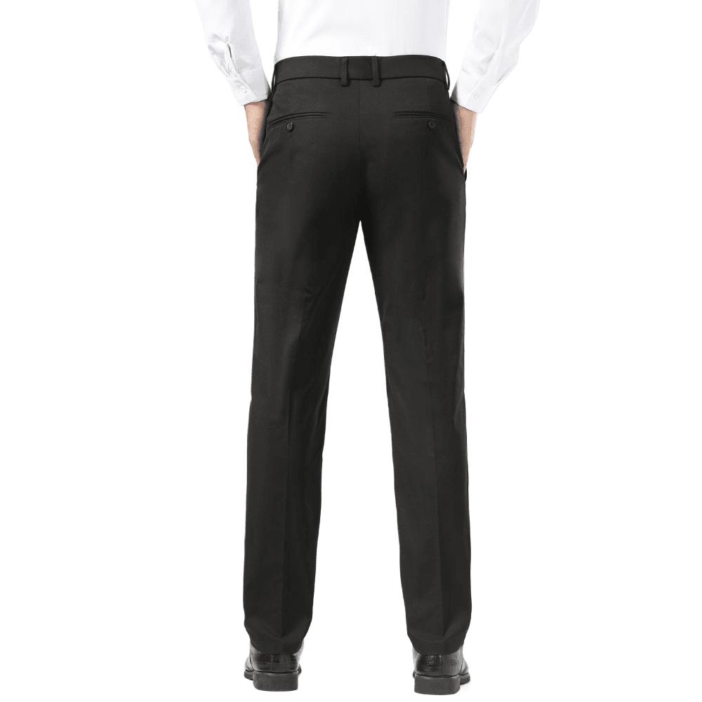 Plaid&Plain Black Men's Dress Pants | Slim Fit Stretch Comfy Dress Pants - Plaid&Plain-8802-Black-28x28