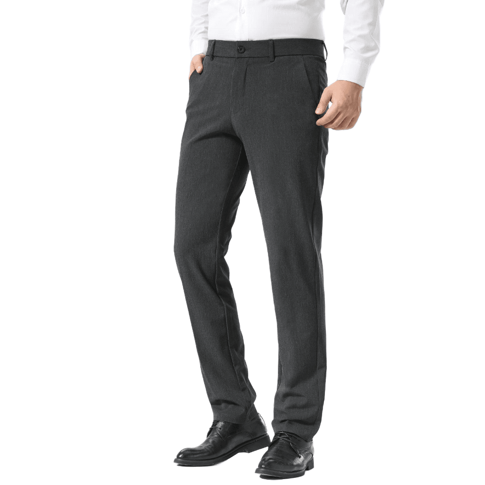 Plaid&Plain Dark Heather Grey Men’s Slim - Fit Dress Pants | Stretch Dress Pants - Plaid&Plain-8101-Dark Heather Grey-27X28