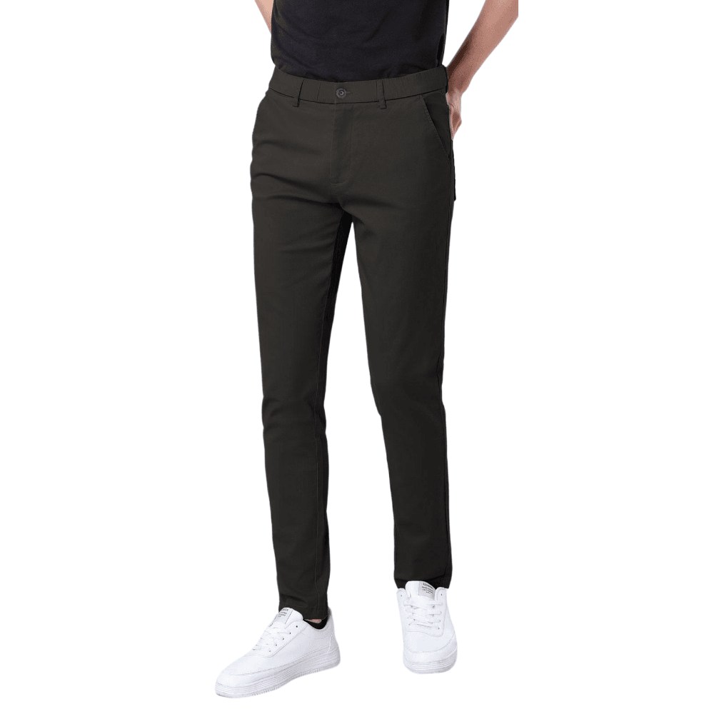 Plaid&Plain Men's Charcoal Skinny Chinos | Slacks Tapered Trousers Suit Pants - Plaid&Plain-819-Charcoal-27X28