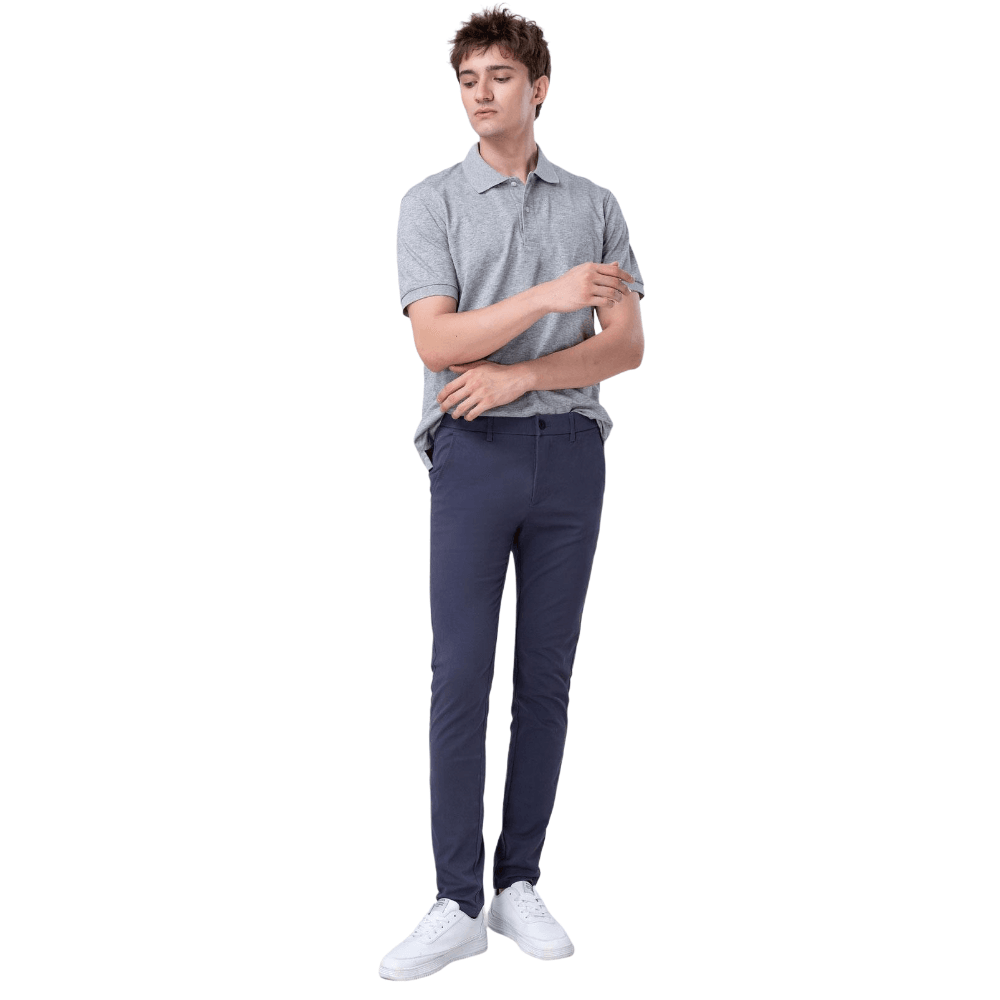 Plaid&Plain Men's Pacific Blue Skinny Chinos | Slacks Tapered Trousers Suit Pants - Plaid&Plain-819-Pacific Blue-27X28