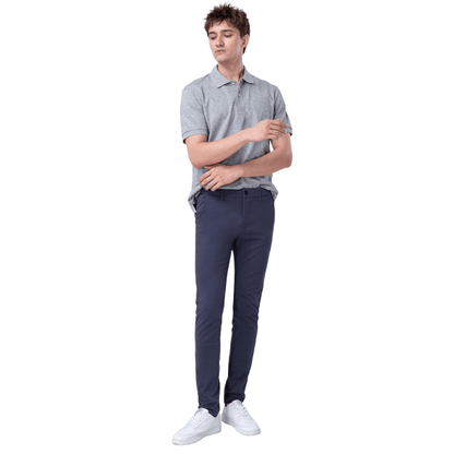 Plaid&Plain Men's Pacific Blue Skinny Chinos | Slacks Tapered Trousers Suit Pants - Plaid&Plain-819-Pacific Blue-27X28