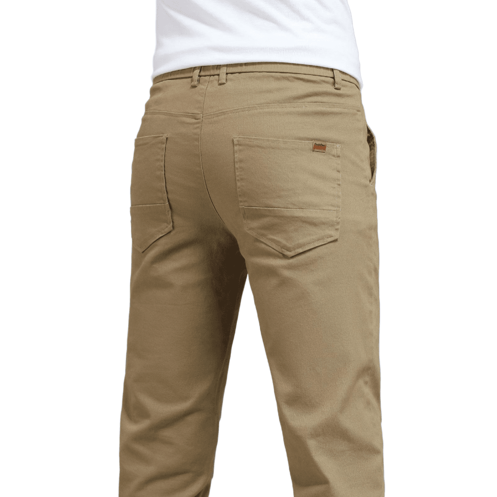 Plaid&Plain Men's Dark Pebble Khaki Skinny Chinos | Slacks Tapered Trousers Suit Pants - Plaid&Plain-819-Dark Pebble Khaki-27X28