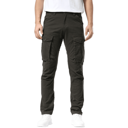 Plaid&Plain Men's Charcoal Slim Fit Cargo Pants | Tactical Utility with Articulated Knees | Outdoor Hiking & Workwear - Plaid&Plain-C804-Charcoal-28X28