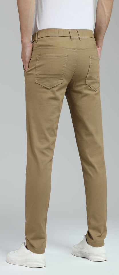 Plaid&Plain Men's Dark Pebble Khaki Skinny Chinos | Slacks Tapered Trousers Suit Pants