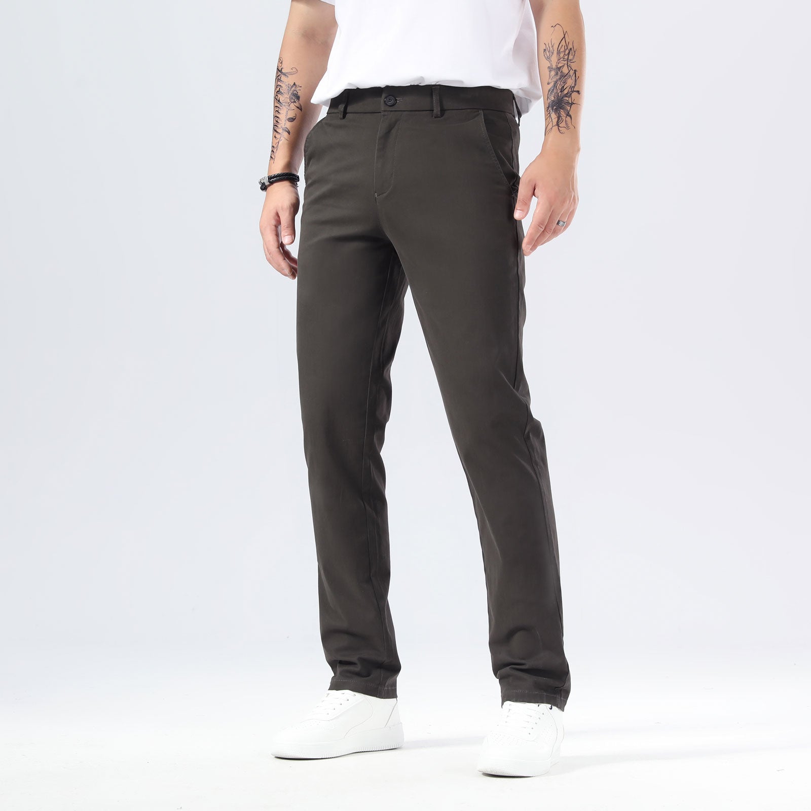 Plaid&Plain Charcoal Men’s Slim - Fit Chinos| Men’s Tapered Chino Pants