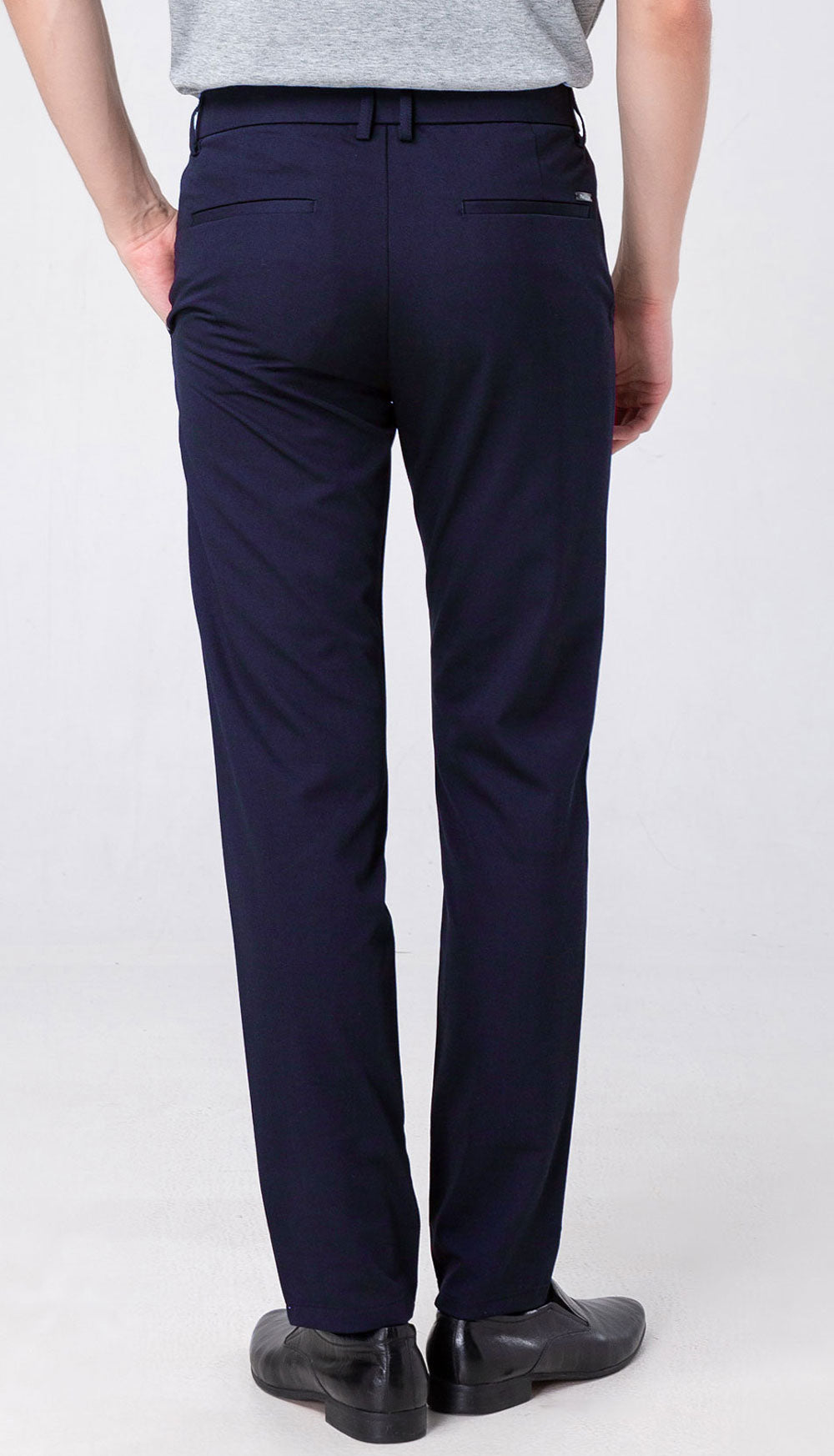 Plaid&Plain Navy Blue Men’s Slim - Fit Dress Pants | Stretch Dress Pants