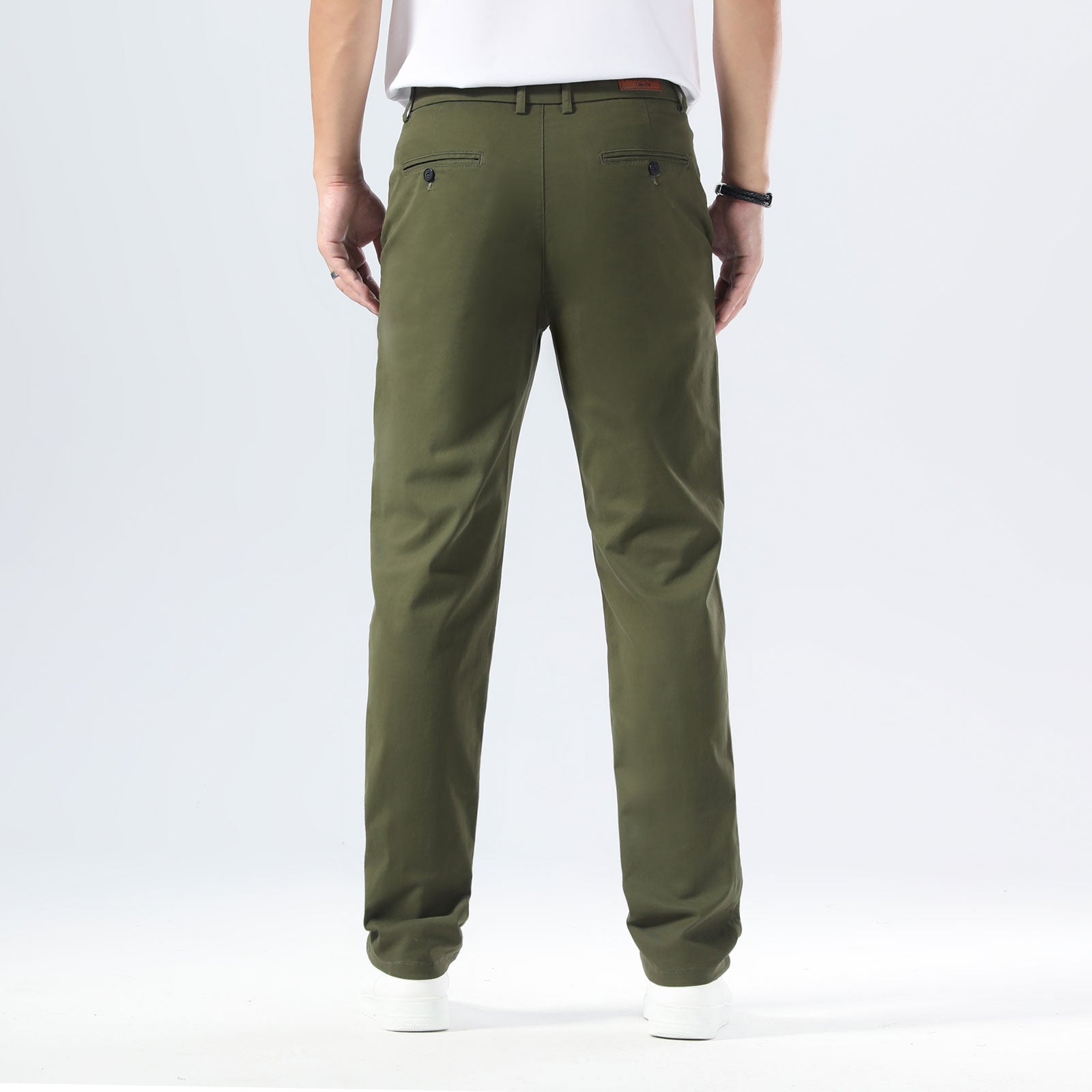 Plaid&Plain Olive Men’s Slim - Fit Chinos| Men’s Tapered Chino Pants