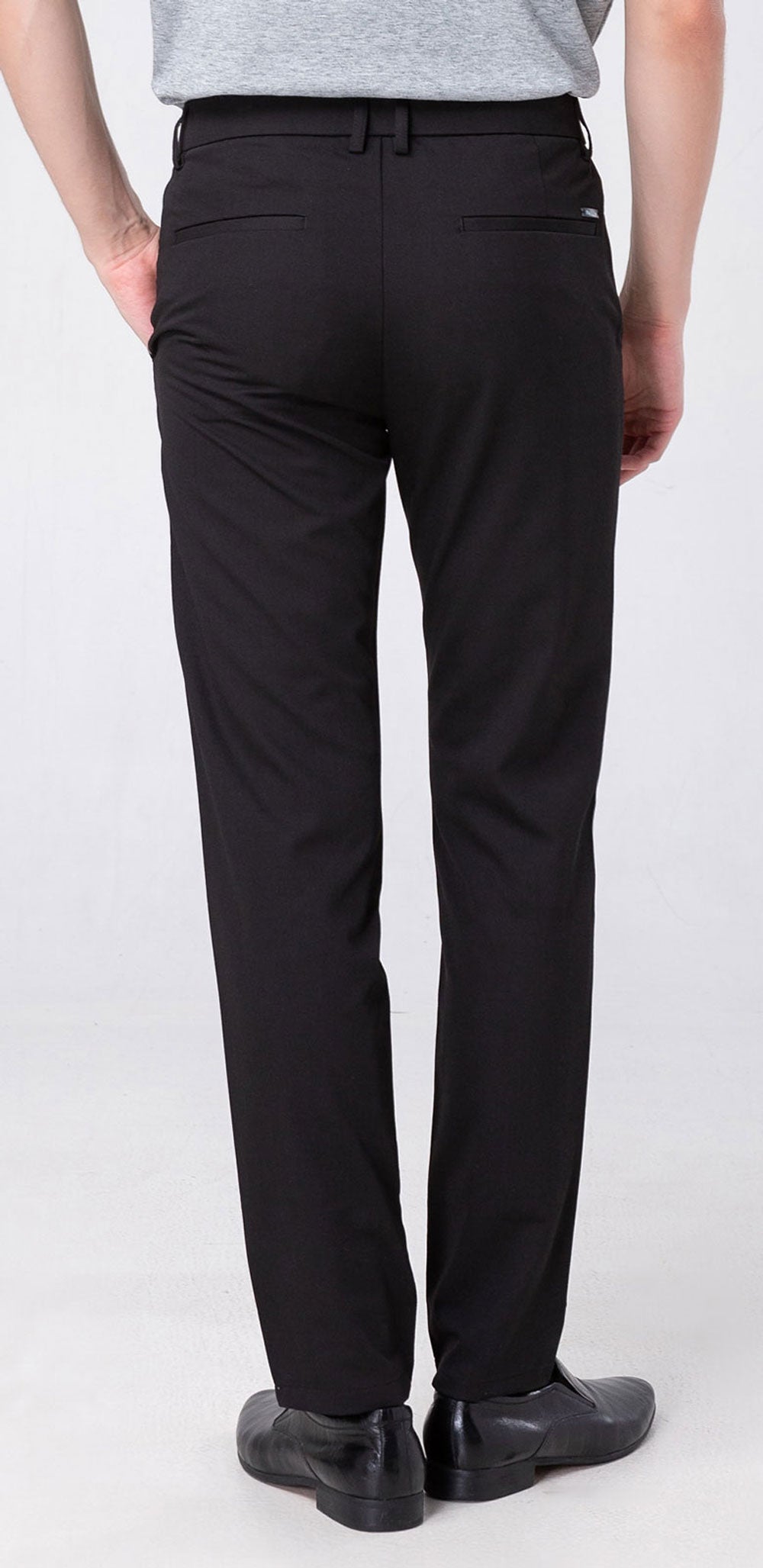 Plaid&Plain Black Men’s Slim - Fit Dress Pants | Stretch Dress Pants