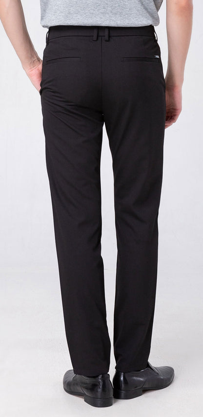 Plaid&Plain Black Men’s Slim - Fit Dress Pants | Stretch Dress Pants