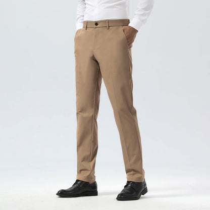 Plaid&Plain Khaki Men's Dress Pants | Slim Fit Stretch Comfy Dress Pants