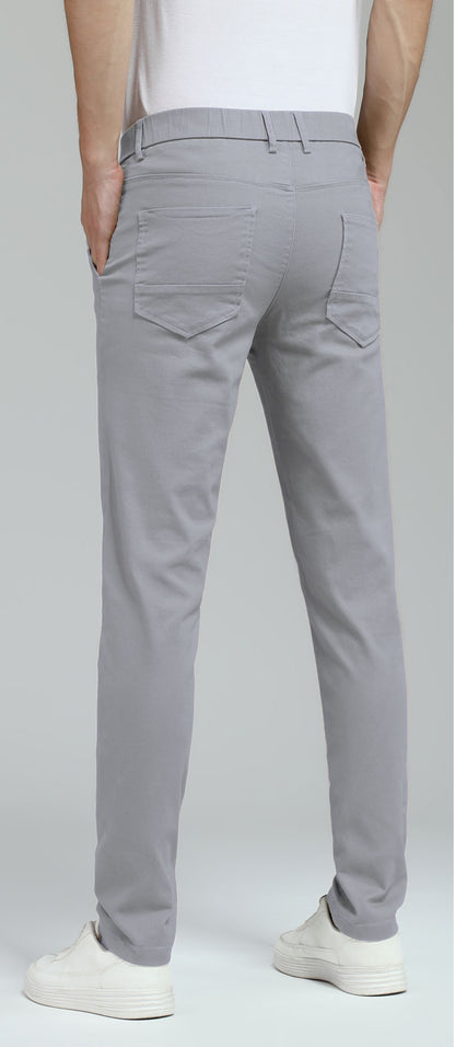 Plaid&Plain Men's Iron Grey Skinny Chinos | Slacks Tapered Trousers