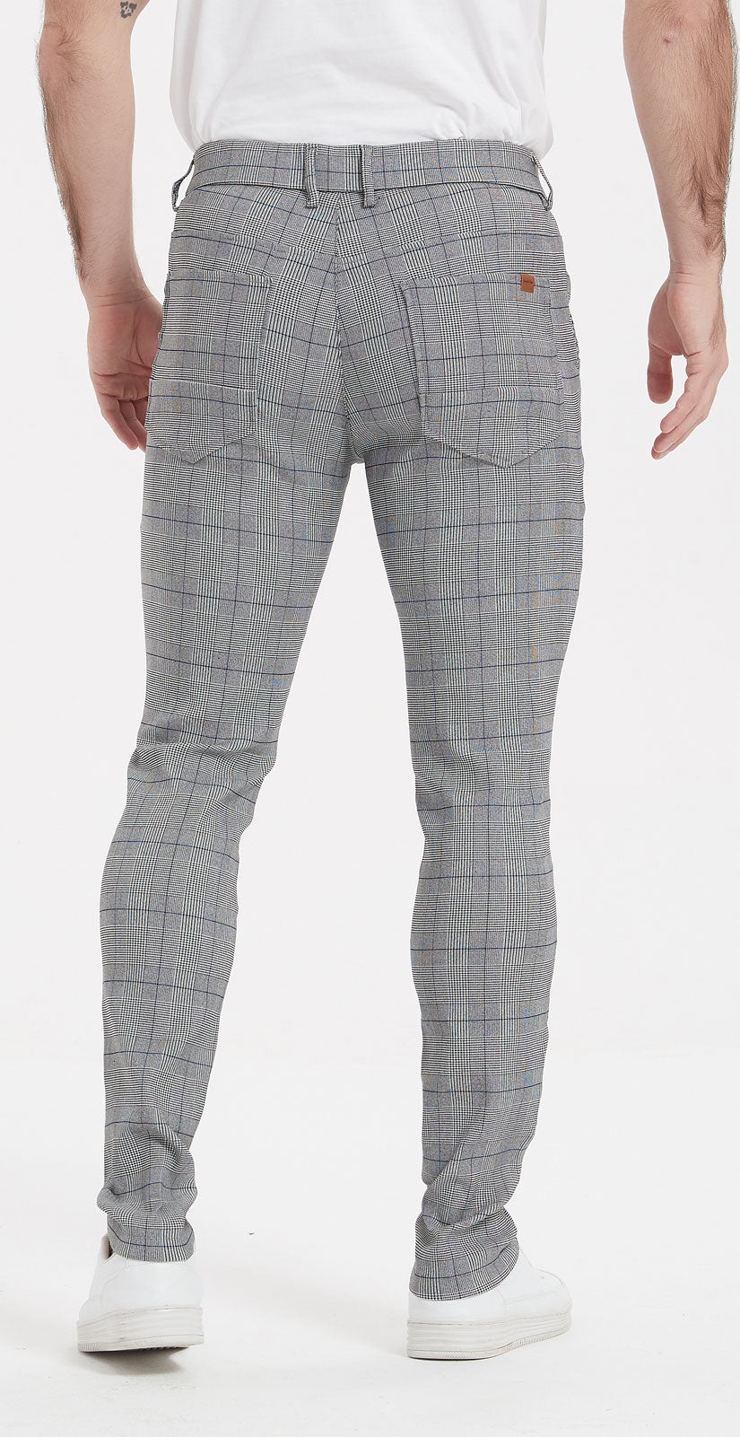 Plaid&Plain Grey Plaid Skinny Men's Chinos | Slacks Tapered Trousers