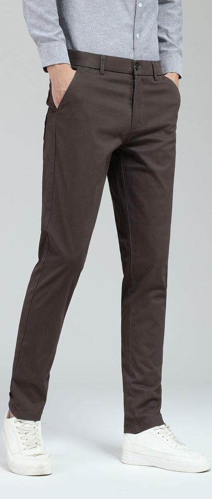 Plaid&Plain Men's Charcoal Skinny Chinos | Slacks Tapered Trousers Suit Pants
