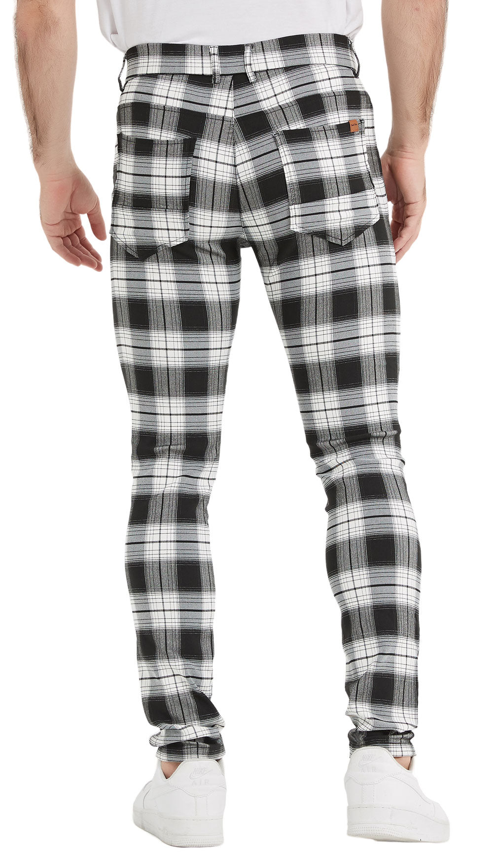 Plaid&Plain Classic Grey Plaid Skinny Men's Chinos | Slacks Tapered Trousers