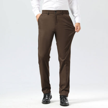 Plaid&Plain Brown Men's Dress Pants | Slim Fit Stretch Comfy Dress Pants