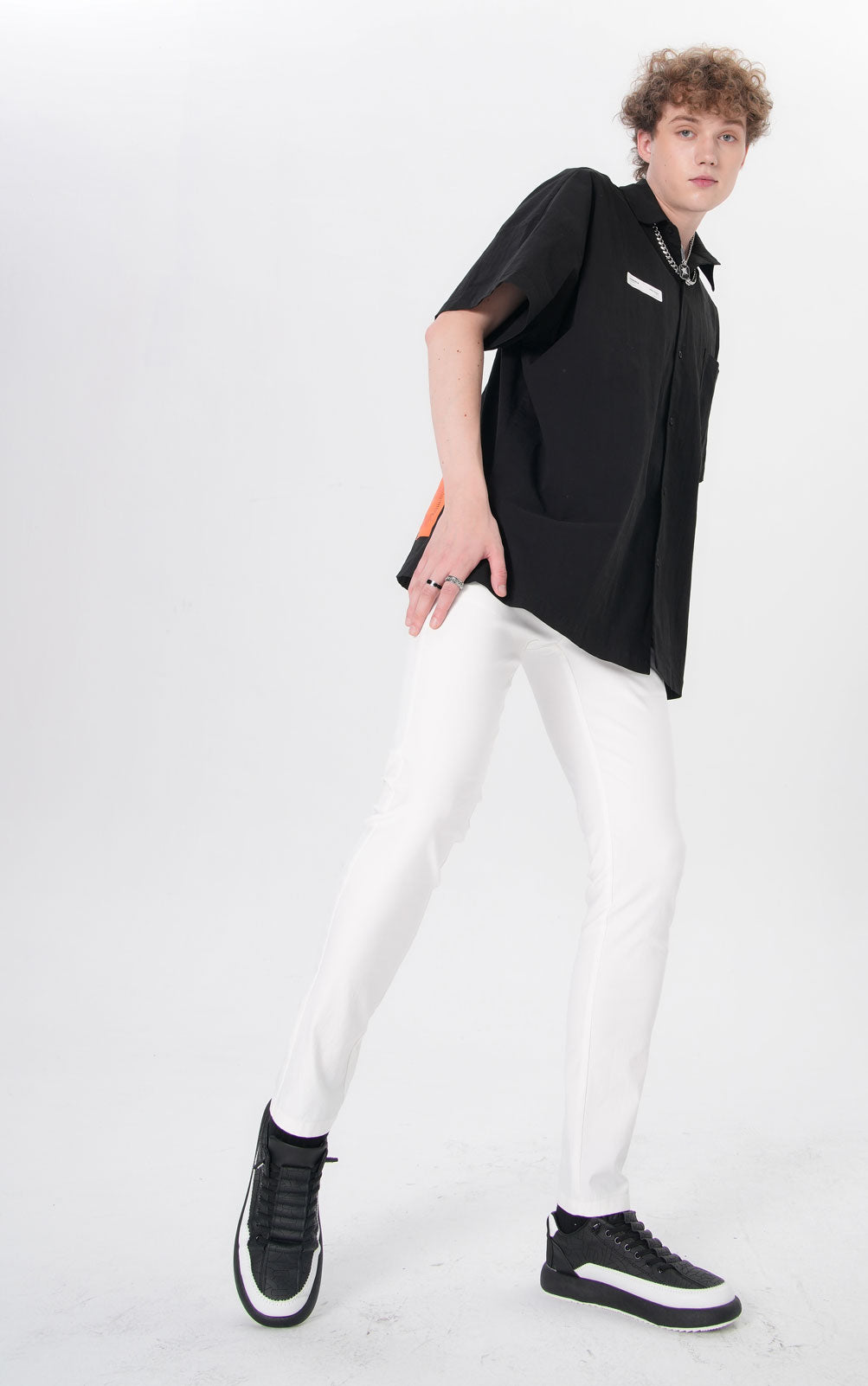 Plaid&Plain Men's White Skinny Stretchy Chinos| Slim Fit Slacks Tapered Trousers