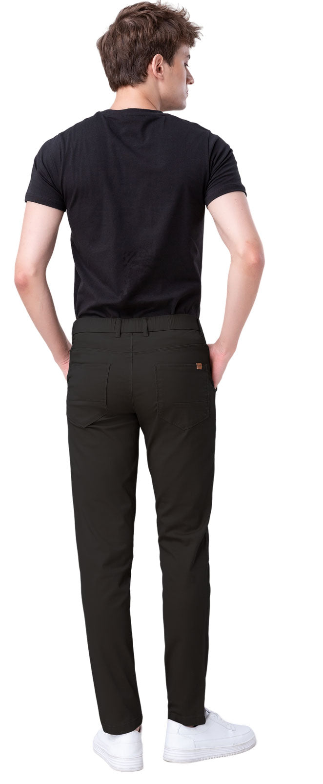 Plaid&Plain Men's Black Skinny Chinos | Slacks Tapered Trousers Suit Pants