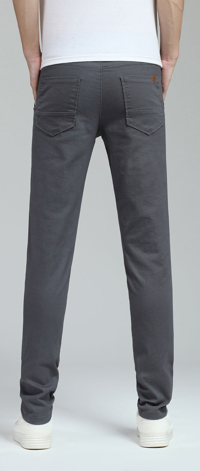 Plaid&Plain Men's Grey Skinny Chinos | Slacks Tapered Trousers Suit Pants