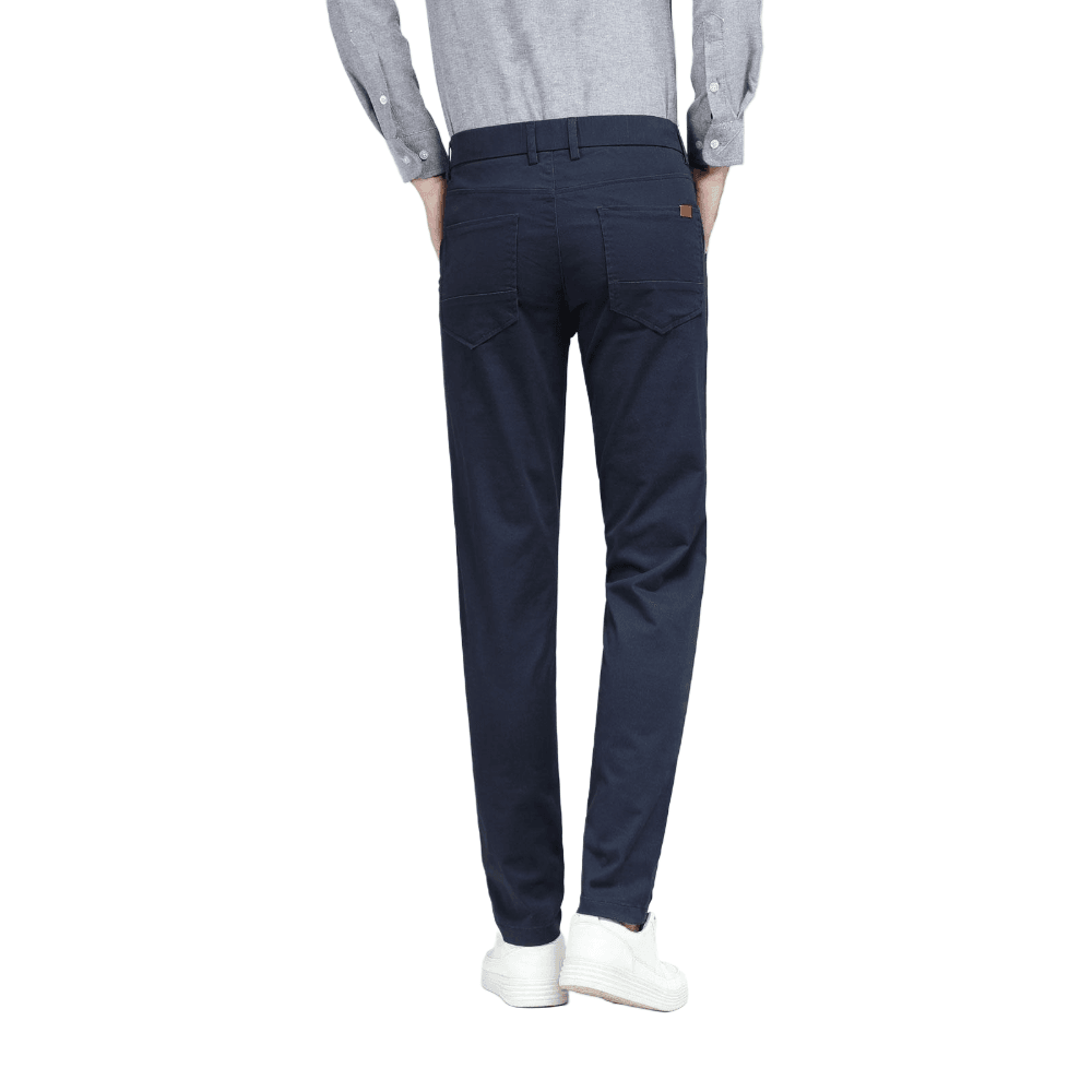 Plaid&Plain Men's Navy Blue Skinny Chinos | Slacks Tapered Trousers Suit Pants - Plaid&Plain-819-Navy Blue-27X28