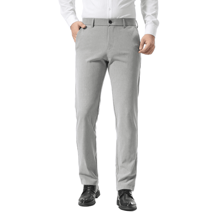Plaid&Plain Light Heather Grey Men’s Slim - Fit Dress Pants | Stretch Dress Pants - Plaid&Plain-8101-Light Heather Grey-27X28