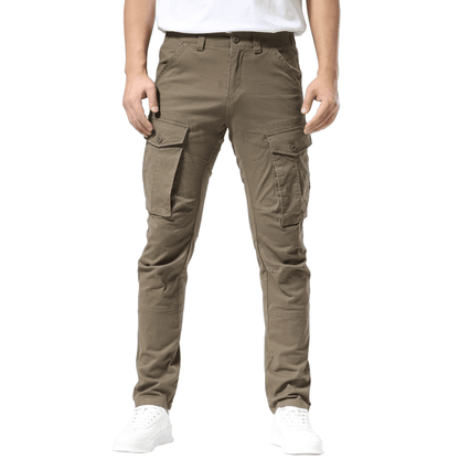 Plaid&Plain Men's Burly Wood Slim Fit Cargo Pants | Tactical Utility with Articulated Knees | Outdoor Hiking & Workwear - Plaid&Plain-C804-Burly Wood-28X28