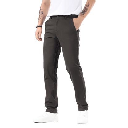 Plaid&Plain Charcoal Men’s Slim - Fit Chinos| Men’s Tapered Chino Pants - Plaid&Plain-8801-Charcoal-27X28