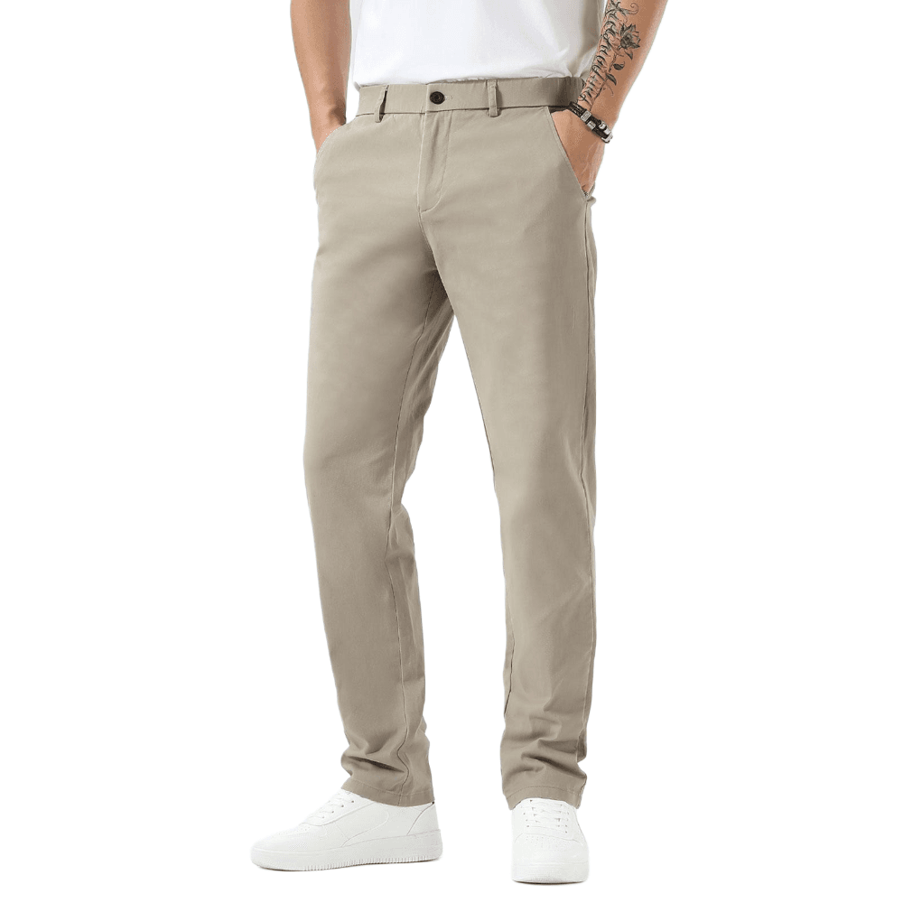 Plaid&Plain Taupe Men’s Slim Fit Chinos | Men’s Tapered Chino Pants - Plaid&Plain-8801-Taupe-27X28