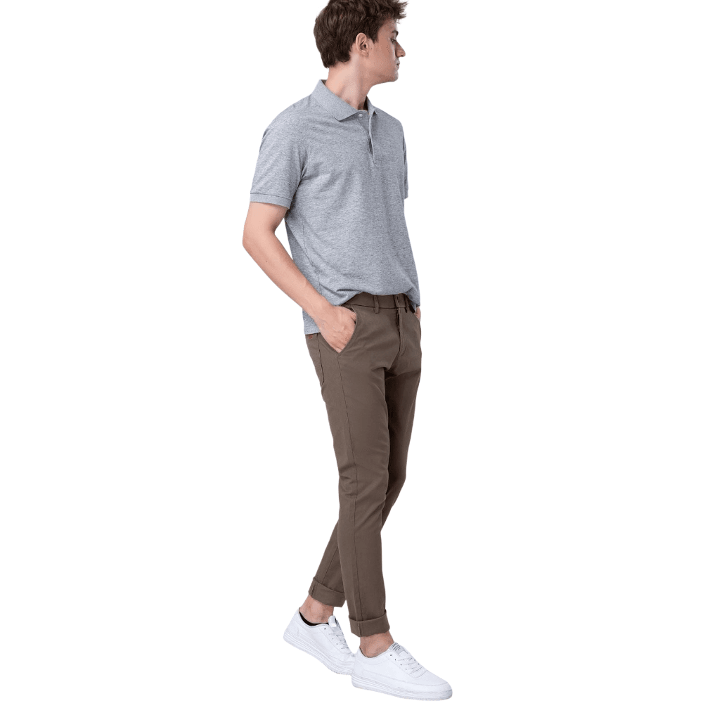 Plaid&Plain Men's Burly Wood Skinny Chinos | Slacks Tapered Trousers Suit Pants - Plaid&Plain-819-Burly Wood-27X28