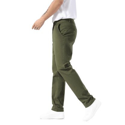 Plaid&Plain Olive Men’s Slim - Fit Chinos| Men’s Tapered Chino Pants - Plaid&Plain-8801-Olive-27X28