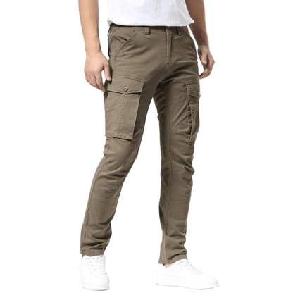Plaid&Plain Men's Burly Wood Slim Fit Cargo Pants | Tactical Utility with Articulated Knees | Outdoor Hiking & Workwear - Plaid&Plain-C804-Burly Wood-28X28