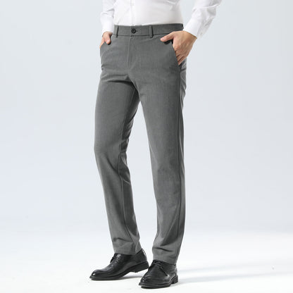 Plaid&Plain Medium Heather Grey Men’s Slim - Fit Dress Pants | Stretch Dress Pants